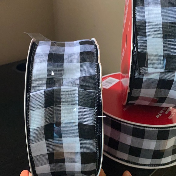 3 Wired Jumbo Ribbon 2.5” white and black pattern farmhouse buffalo - Picture 10 of 16